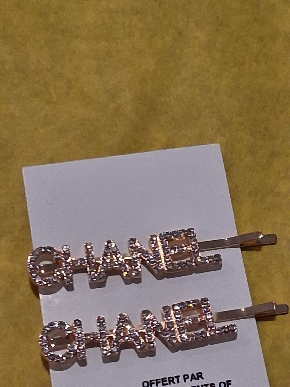 CHANEL VIP/GWP Crystal Logo Hair Pins in Rose Gold